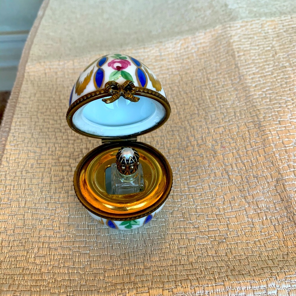 Limoges Egg Trinket Box w/ bottle